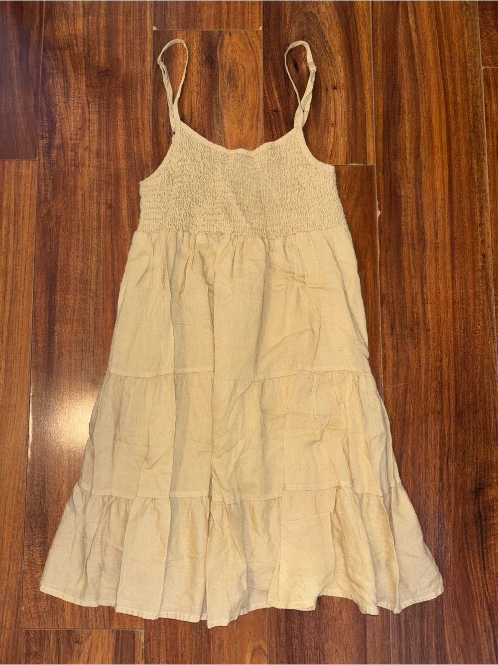 HYFVE Cream Tiered Smocked Mini Dress
